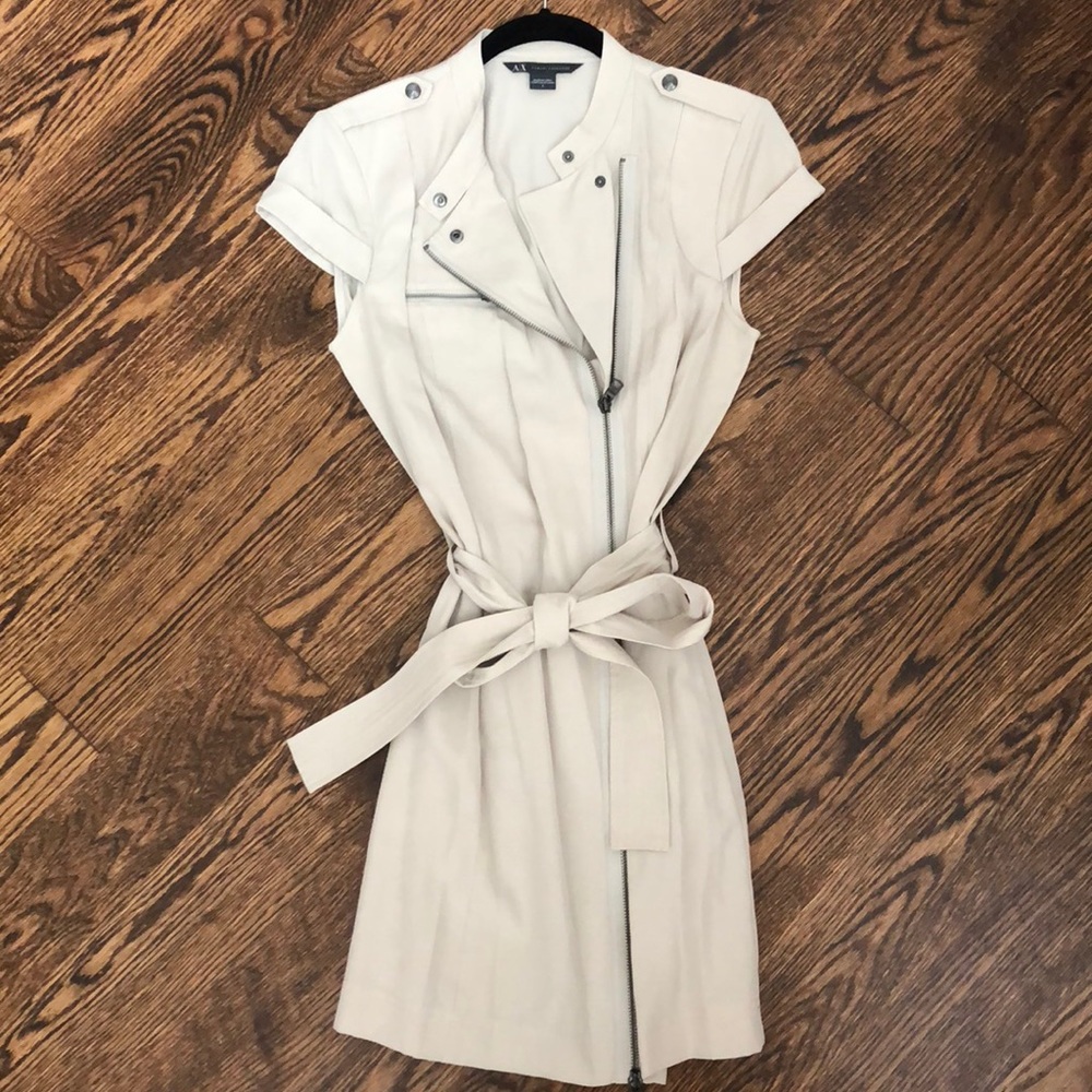 Armani Exchange Cream Belted Dress